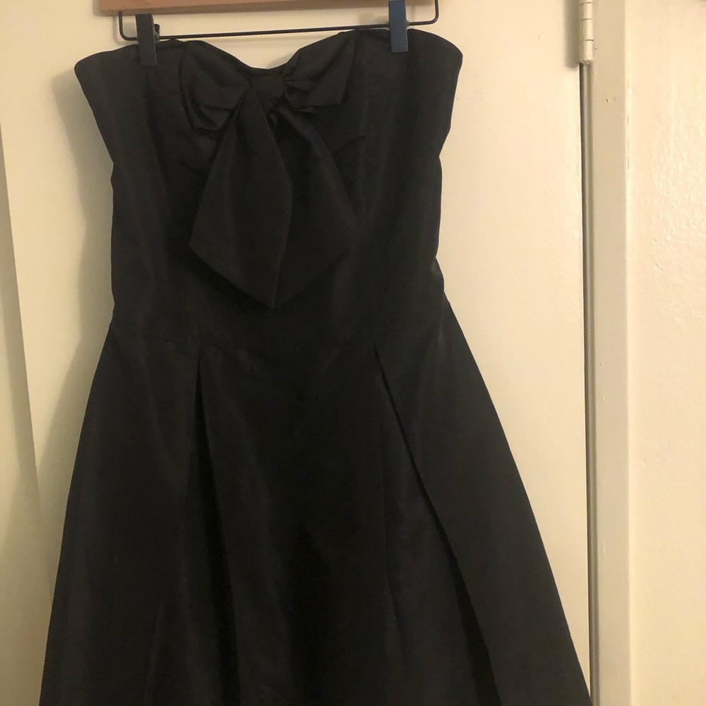 Strapless Black Bow-Accent A-Line Dress